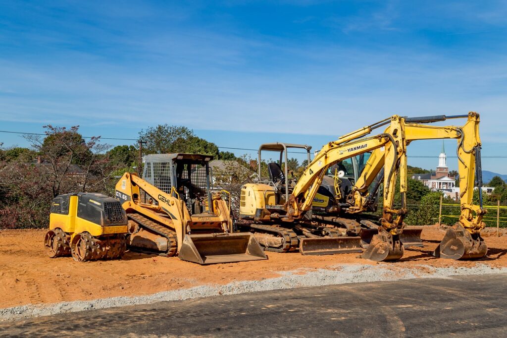 heavy equipment, dig, yellow